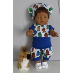 liefbroek setje blauw katten baby born 43cm