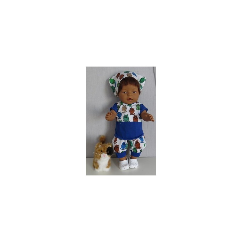 liefbroek setje blauw katten baby born 43cm