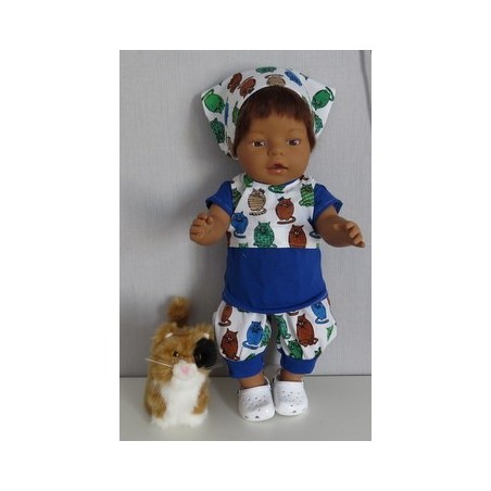 liefbroek setje blauw katten baby born 43cm