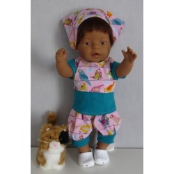 liefbroek setje roze vogels baby born 43cm