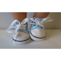 sneakers aqua blauw met stippen baby born 43cm