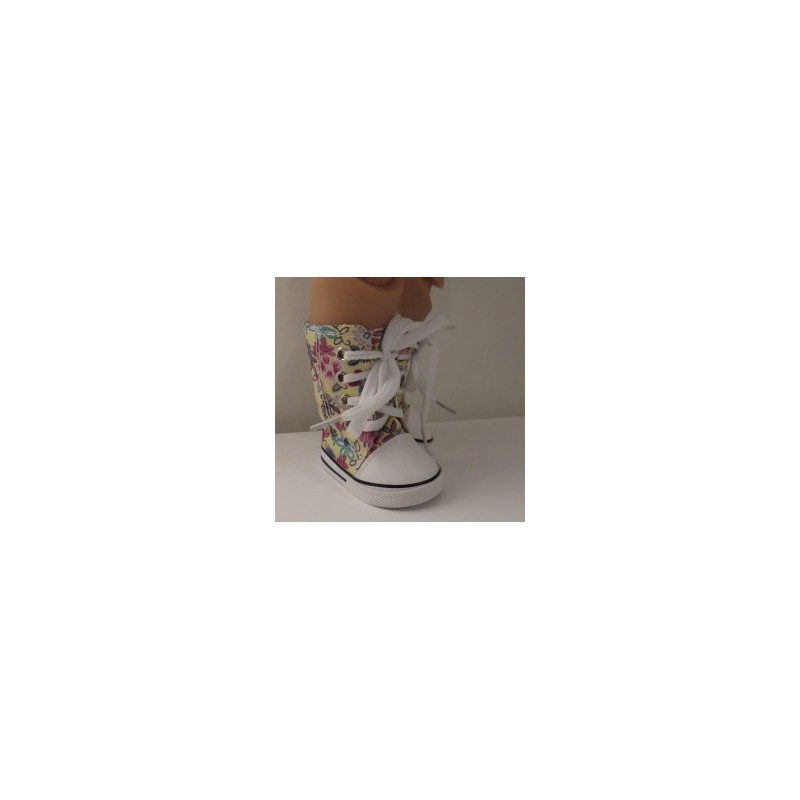 hoge sneakers geel gebloemd baby born 43cm