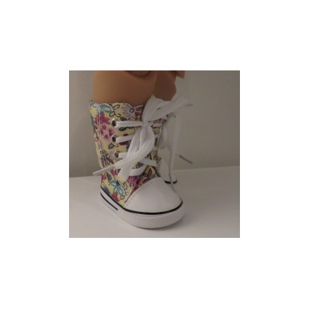 hoge sneakers geel gebloemd baby born 43cm