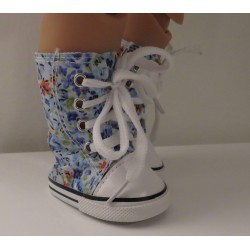 hoge sneakers blauw gebloemd baby born 43cm