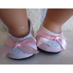 schoentjes roze met wit baby born 43cm