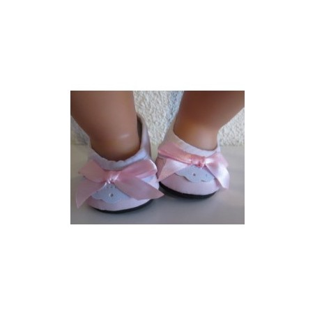 schoentjes roze met wit baby born 43cm