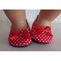 schoentjes rood stippen met strikje rood baby born 43cm