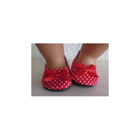 schoentjes rood stippen met strikje rood baby born 43cm