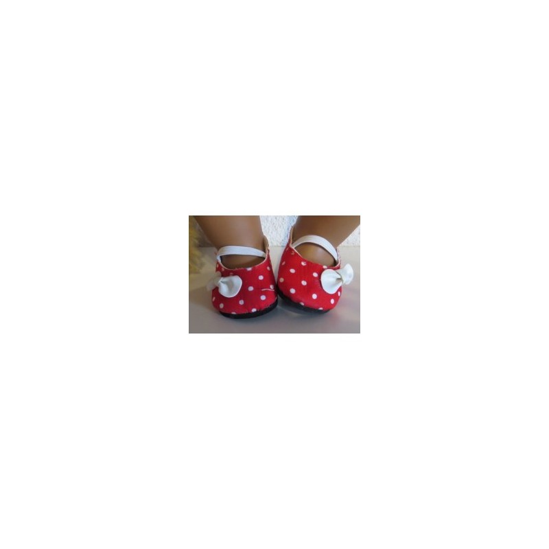 schoentjes rood stippen met strikje wit baby born 43cm