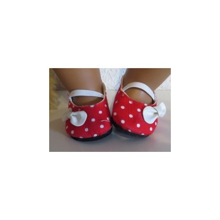 schoentjes rood stippen met strikje wit baby born 43cm