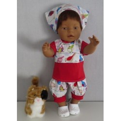 liefbroek setje wit vogels rood baby born 43cm