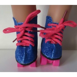 glitter rollerskates donker blauw baby born 43cm