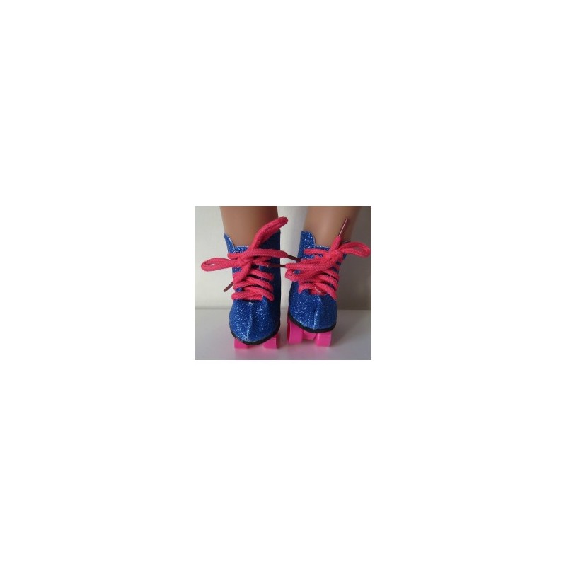 glitter rollerskates donker blauw baby born 43cm