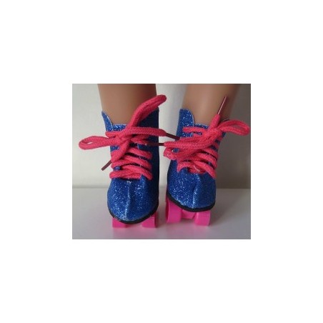 glitter rollerskates donker blauw baby born 43cm