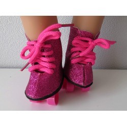 glitter rollerskates hard roze baby born 43cm
