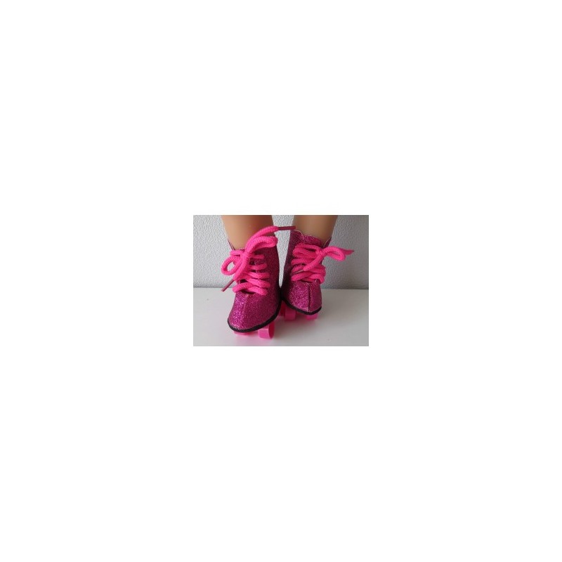 glitter rollerskates hard roze baby born 43cm
