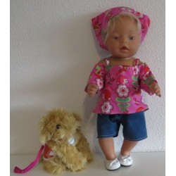 trendybroek setje roze egel baby born 43cm
