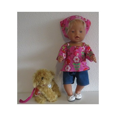trendybroek setje roze egel baby born 43cm