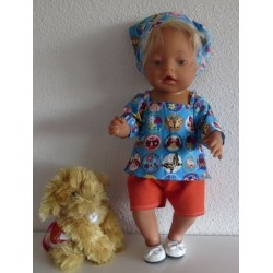 trendybroek setje blauw vlinders baby born 43cm