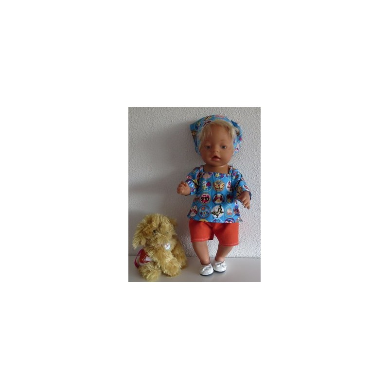 trendybroek setje blauw vlinders baby born 43cm