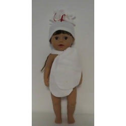 muts met sjaal met rood lintje baby born 43cm