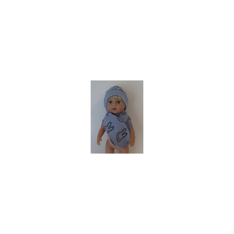 muts met sjaal blauw konijnen baby born 43cm
