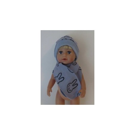 muts met sjaal blauw konijnen baby born 43cm