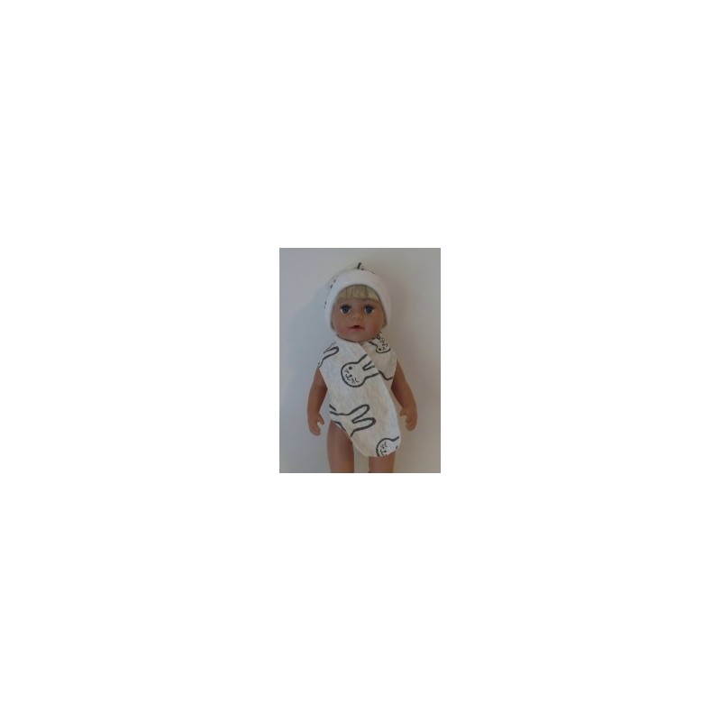 muts met sjaal konijnen baby born 43cm