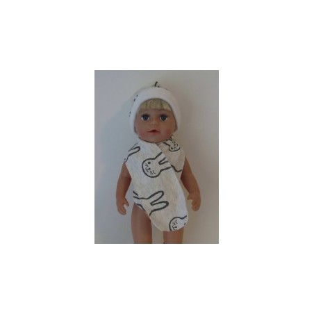 muts met sjaal konijnen baby born 43cm