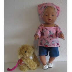 trendybroek setje roze konijn baby born 43cm