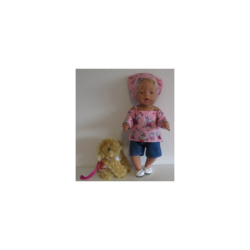 trendybroek setje roze konijn baby born 43cm