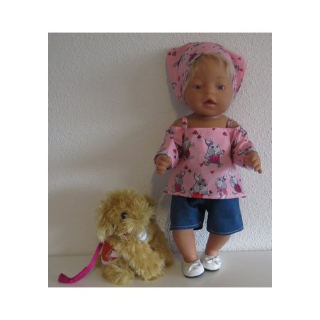 trendybroek setje roze konijn baby born 43cm