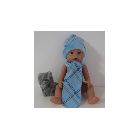 muts met sjaal blauw geruit baby born 43cm