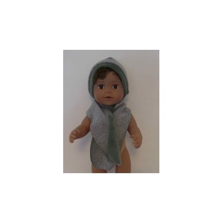 muts met sjaal grijs met groen baby born 43cm