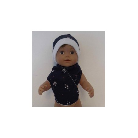 muts met sjaal blauw konijnen  baby born 43cm