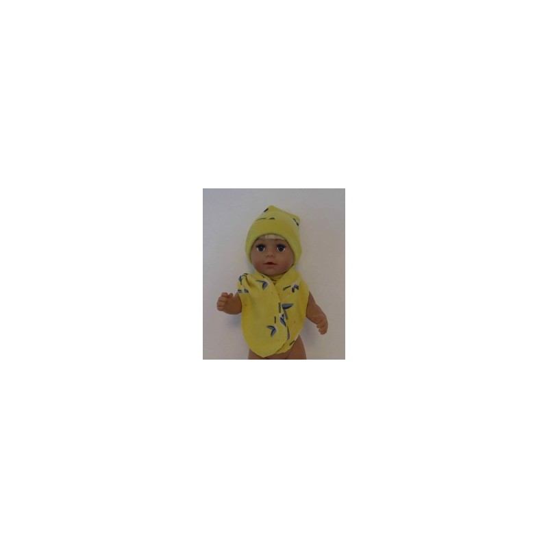 muts met sjaal geel vogels baby born 43cm