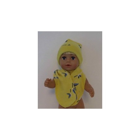 muts met sjaal geel vogels baby born 43cm