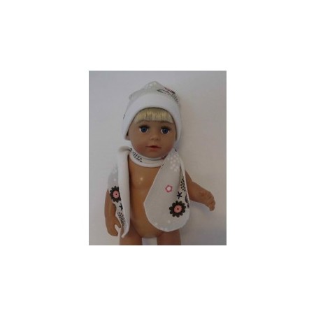 muts met sjaal gestreept bloemen baby born 43cm