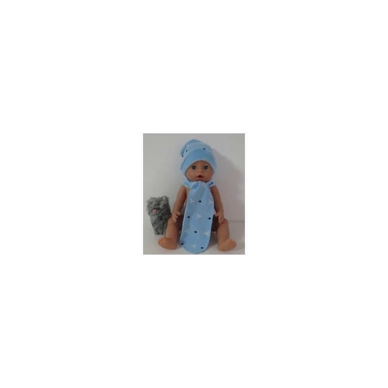 muts met sjaal blauw baby born 43cm