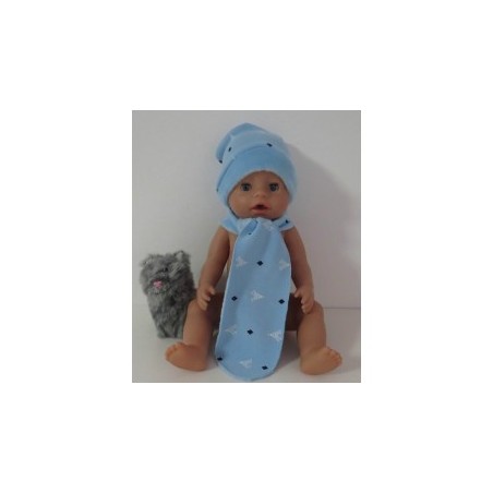 muts met sjaal blauw baby born 43cm