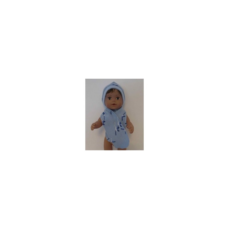muts met sjaal blauw vogels baby born 43cm