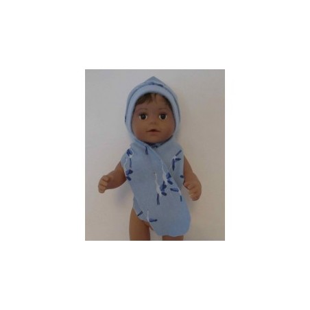 muts met sjaal blauw vogels baby born 43cm