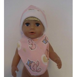 muts met sjaal roze dieren baby born 43cm