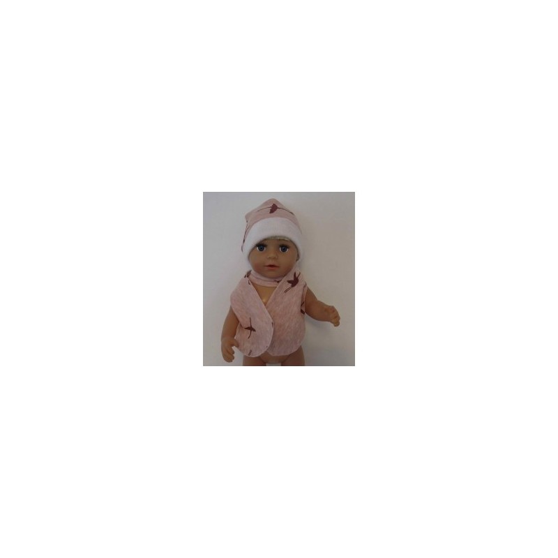 muts met sjaal roze vogels baby born 43cm