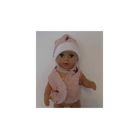 muts met sjaal roze vogels baby born 43cm