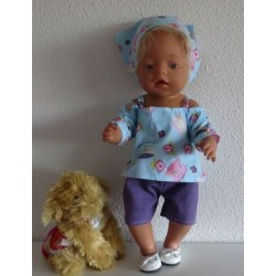trendybroek setje blauw thee baby born 43cm