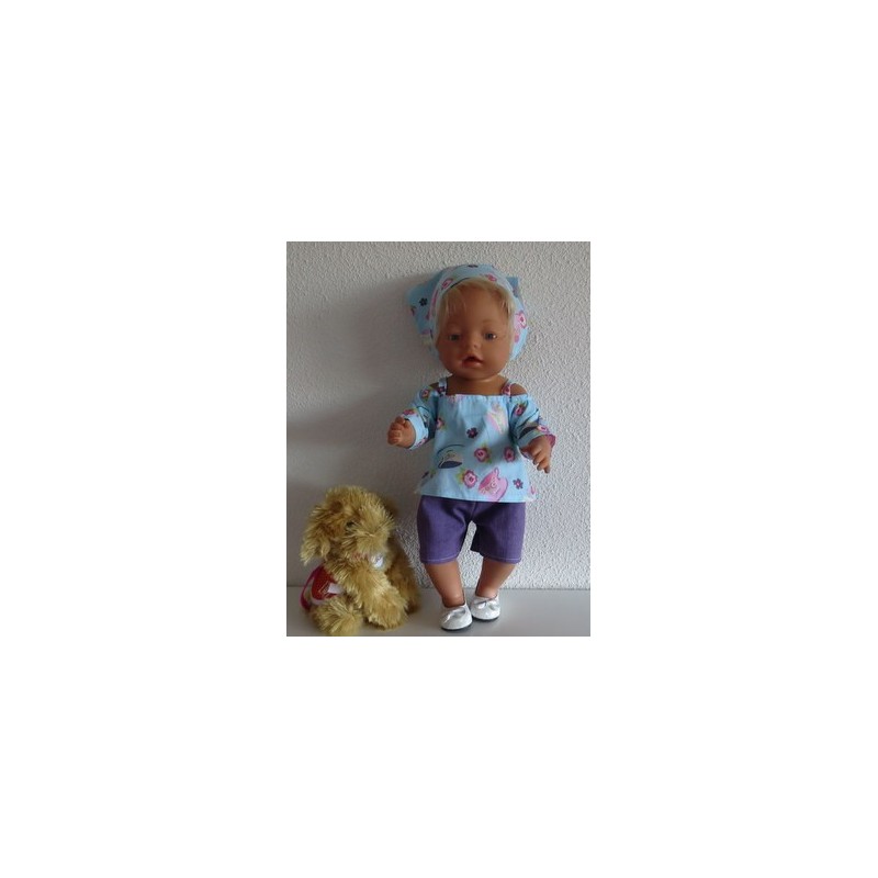 trendybroek setje blauw thee baby born 43cm