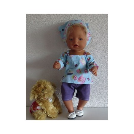 trendybroek setje blauw thee baby born 43cm