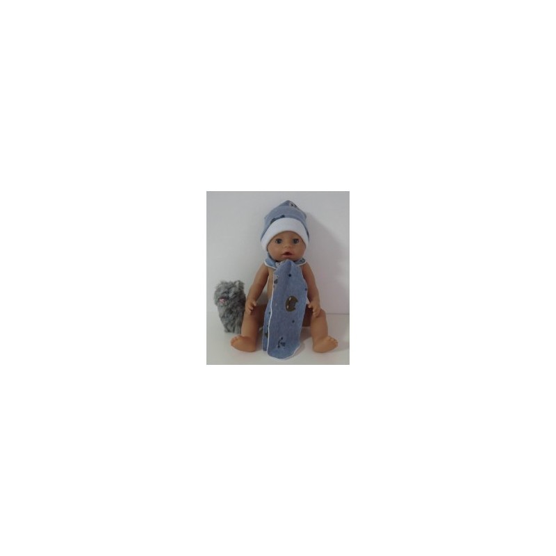 muts met sjaal blauw kat baby born 43cm