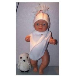 muts met sjaal met oud roze lintje baby born 43cm